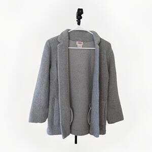 Vintage Casual Corner Gray Bouclé Knit Cardigan – Made in Hong Kong, Size Small